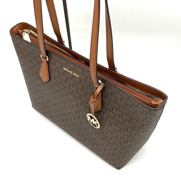 Michael Kors Bag Large Sheila Mf Tote Bag & Large Double Zip Wallet Brown/Gold - Picture 6 of 14